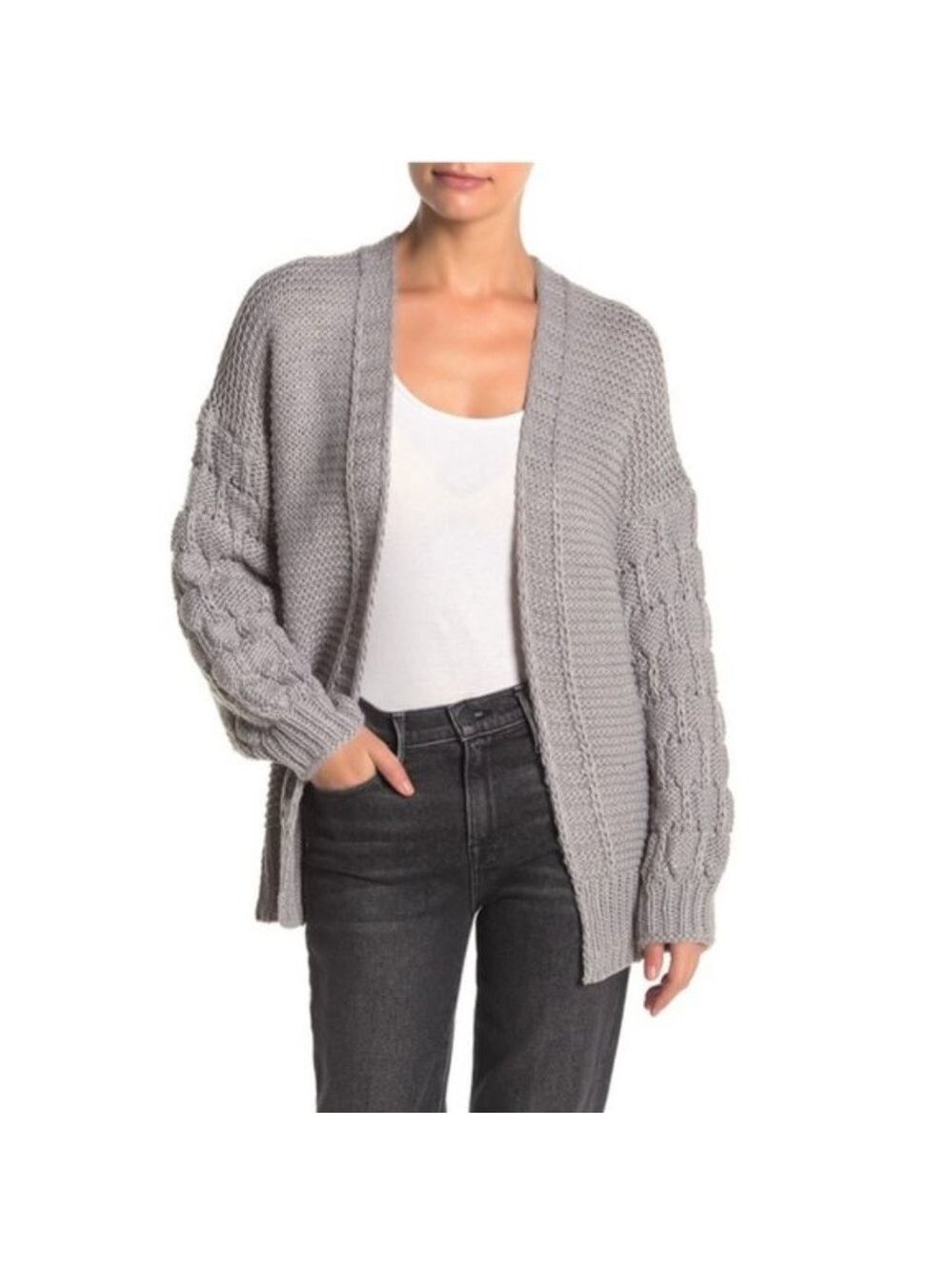 Cotton Emporium Textured Sleeve Cardigan